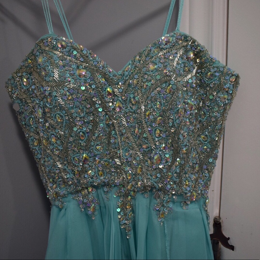 Aqua / blue prom dress - Picture 1 of 7